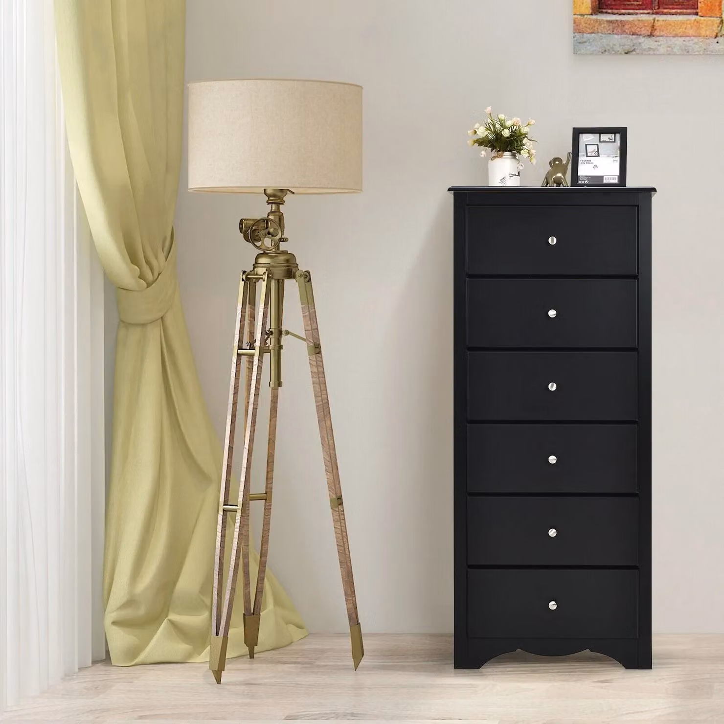 Costway 6 Drawer Wooden Freestanding Chest of Drawers with Metal Handles in Black – 3