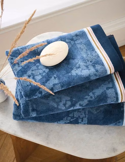 Bedeck of Belfast Sutton Pure Cotton Blue Denim Towel with Border