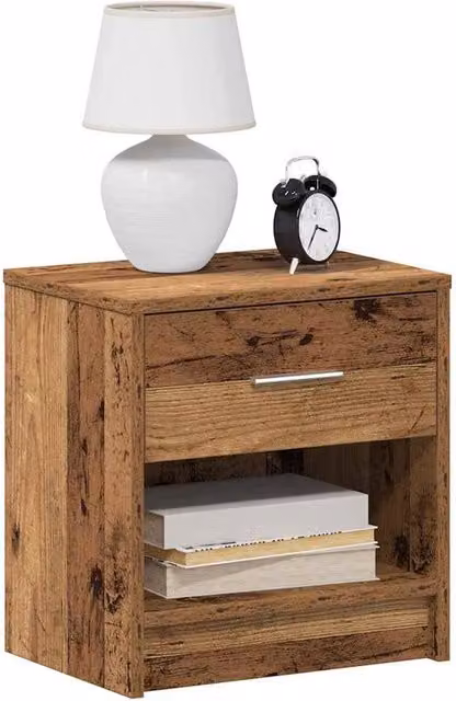 Berkfield Home Bedside Cabinet with Drawer in Old Wood Grey, W/D/H: 39 x 28 x 41 cm – 1