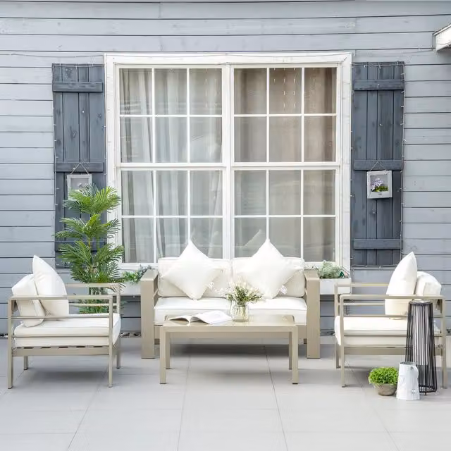 Outsunny Modern Aluminium Metal Garden Furniture Set in Gold and Yellow