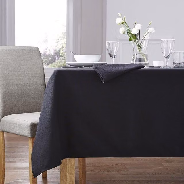 Terrys Plain Black Minimalist Tablecloth