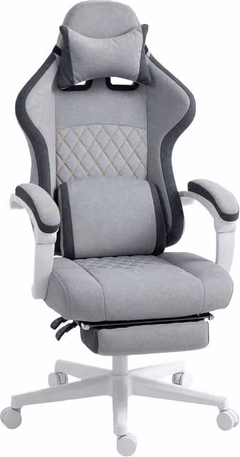 HOMCOM Geometric Printed Velvet Computer Recliner Chair with Adjustable Height and Armrests, Grey and Gold