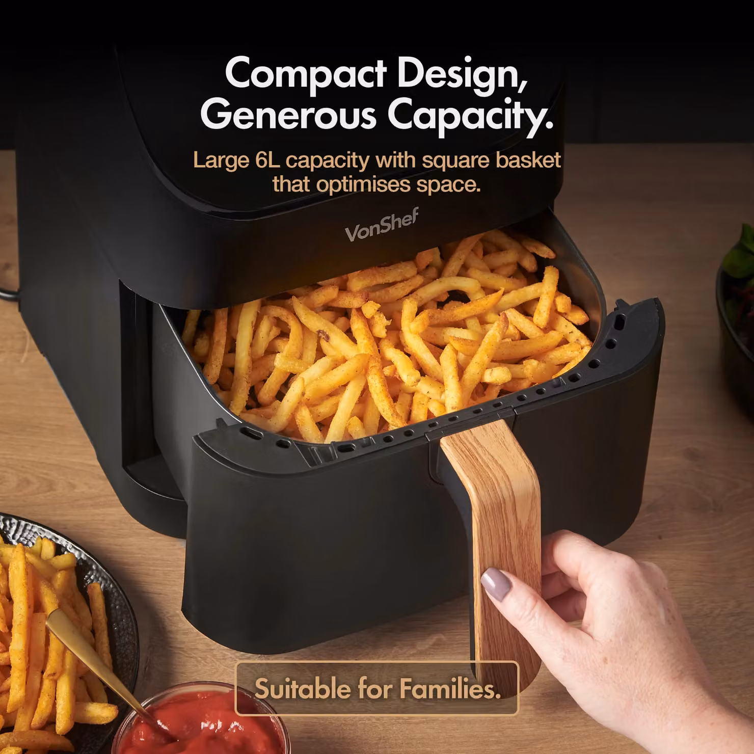 VonShef Fika 6L Black Hot Air Fryer with Digital Display – 2