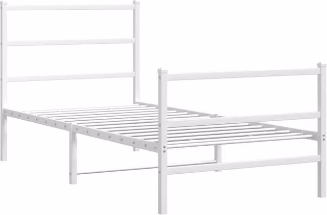 Berkfield Home Metal Bed Frame with Footboard, White, W/D/H: 90 x 190 x 95 cm – 1