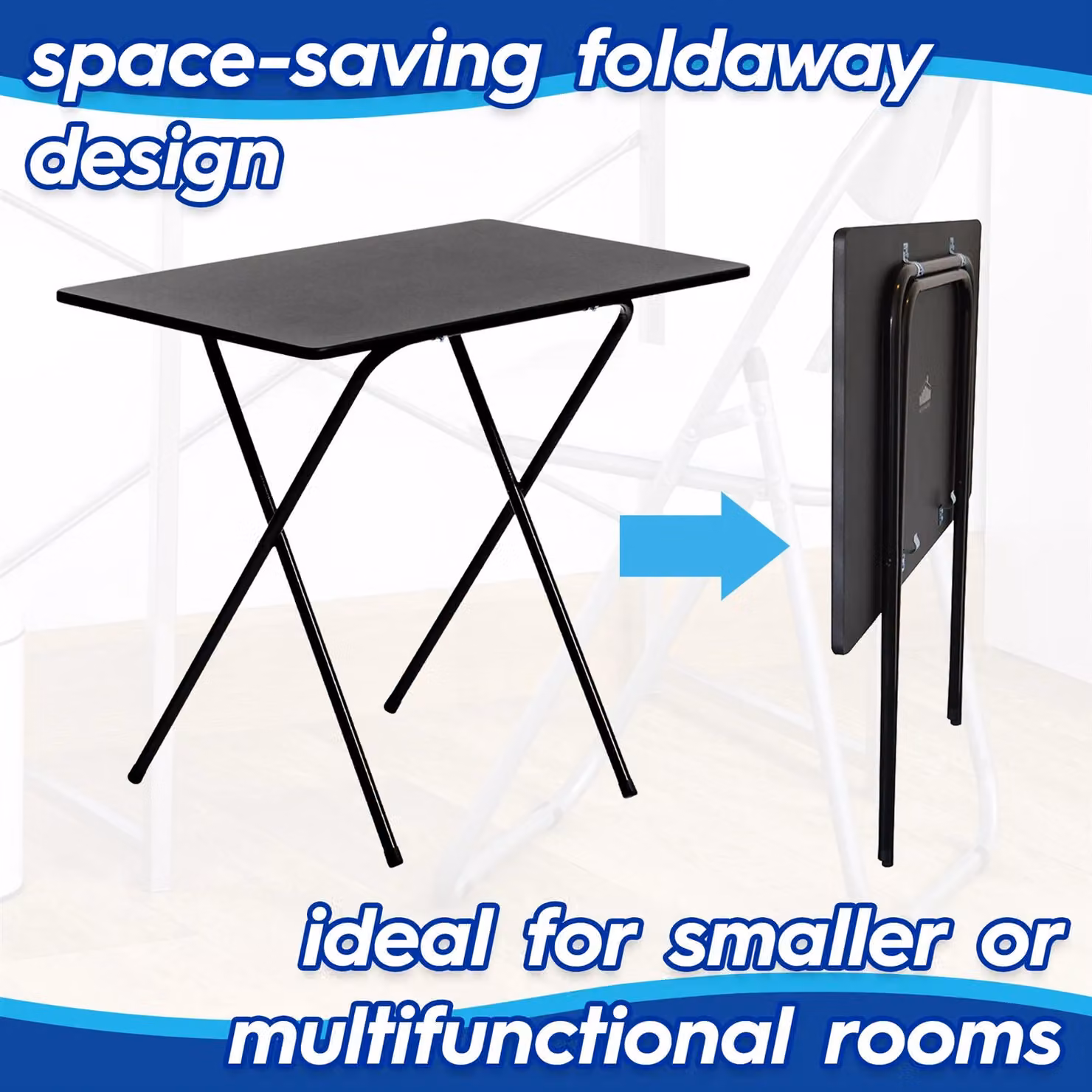 Harbour Housewares Black Wooden Folding Computer Desk for Home Office and Bedroom – 5