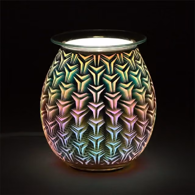 KDMK 3D Geometric Light Up Electric Oil Burner in White and Multicolour
