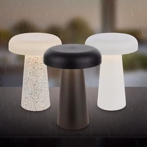 Briloner Rechargeable LED Table Lamp in Travertine Grey with Touch Dimmer and IP44 Rating, W/D/H: 12 x 12 x 17 cm – 8