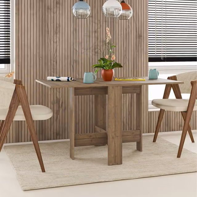 Decortie Artemio Modern Rectangular Extendable Folding Dining Table in Brown, W/D/H: 130 x 76 x 73.4 cm