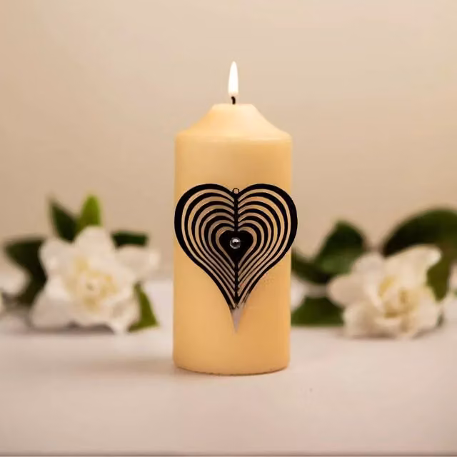 Marco Paul Heart Pillar Candle in White and Silver