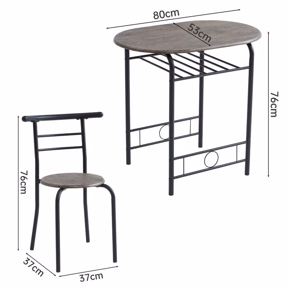 FORGEVIO Black Wood Effect Oval Dining Table and 3 Chairs Set – 2