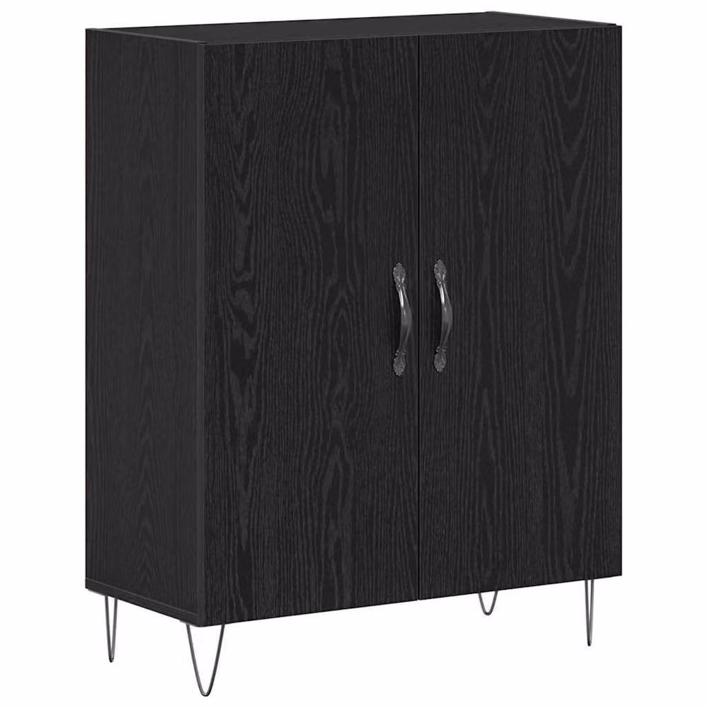 Berkfield Home Black Oak Highboard with Hinged Doors and Internal Shelves, W/D/H: 69.5 x 34 x 180 cm – 3
