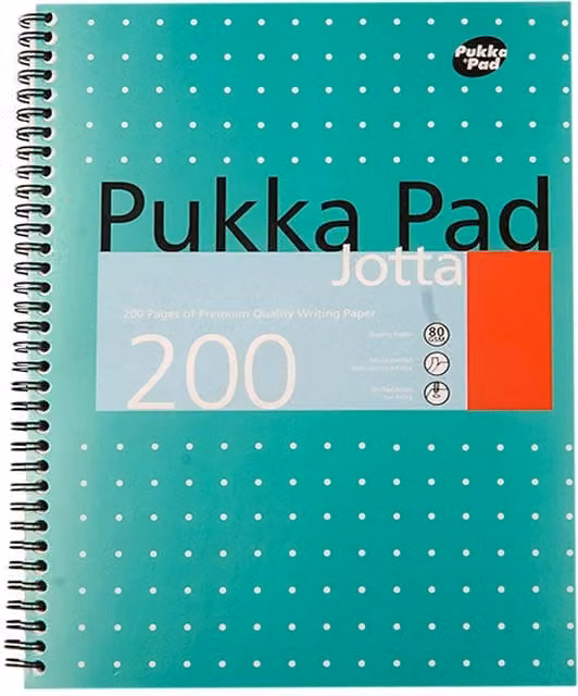 Pukka Pad Metallic Jotta A4 Lined Notepad, Green Softcover