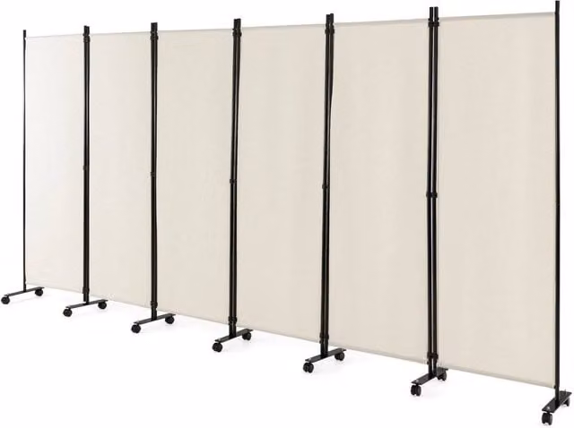 Kelvenix 6-Panel Folding Room Divider in White, Height: 172 cm