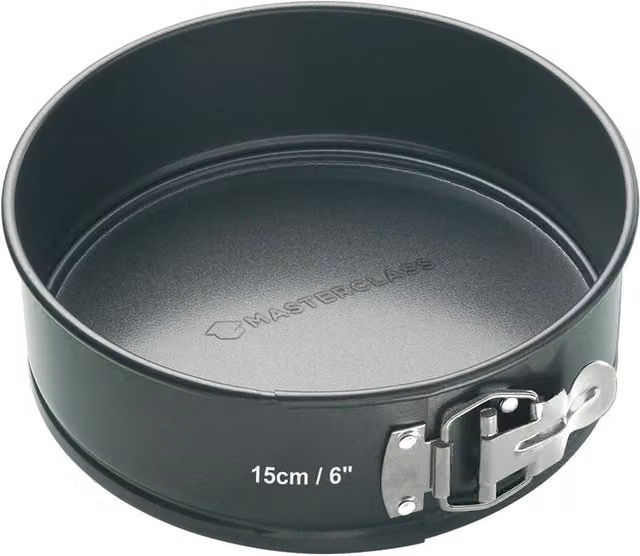 MasterClass Non-Stick Round Springform Loose Base Cake Tin, Carbon Steel, Dark Grey, Diameter: 15 cm