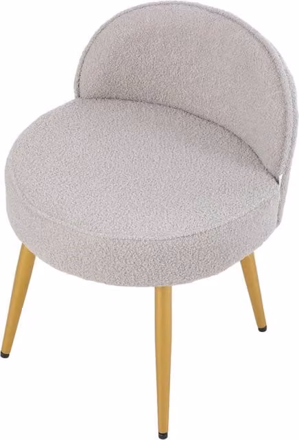 Living and Home Teddy Fleece Dressing Table Stool with Metal Legs in Grey – 1