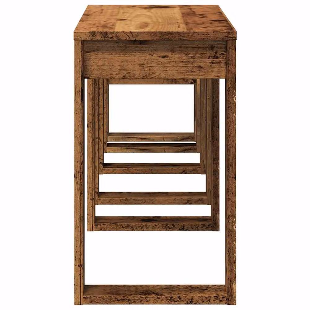 Berkfield Home Nest of 3 Tables in Brown Old Wood Engineered Wood – 3