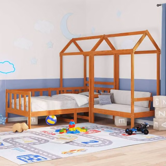 Berkfield Home Wax Brown Solid Pine Wood Day Bed Set W/D/H: 200 x 90 cm
