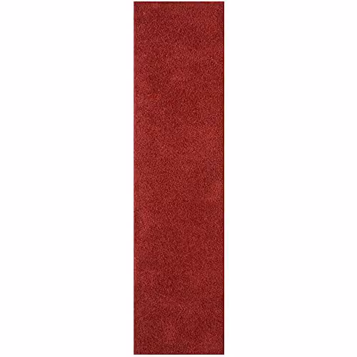 THE RUGS Red Plain Soft High Pile Shaggy Rug, W/D/H: 80 x 300 x 3 cm – 5