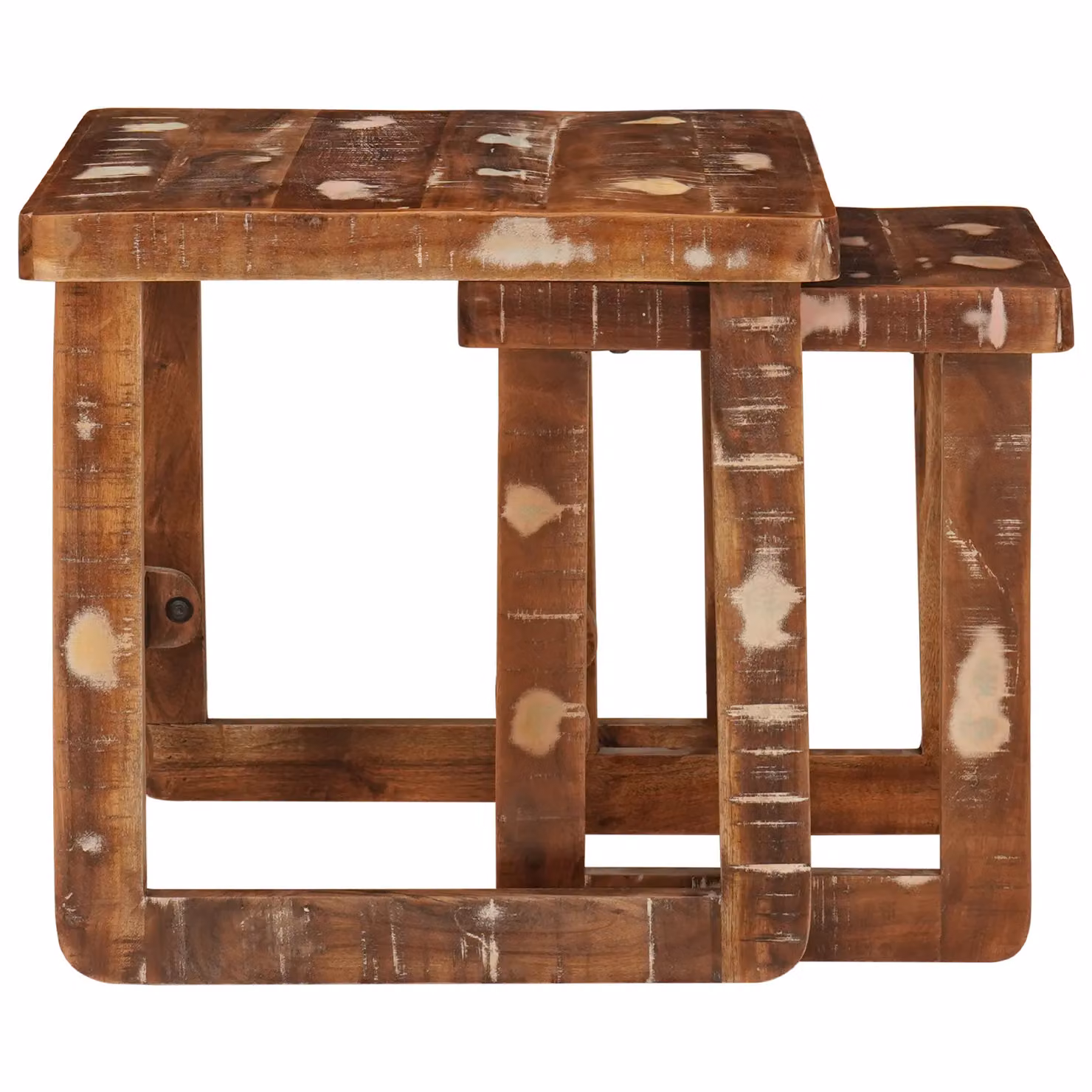 Berkfield Home Multicolour Solid Reclaimed Wood Nested End Tables – 3
