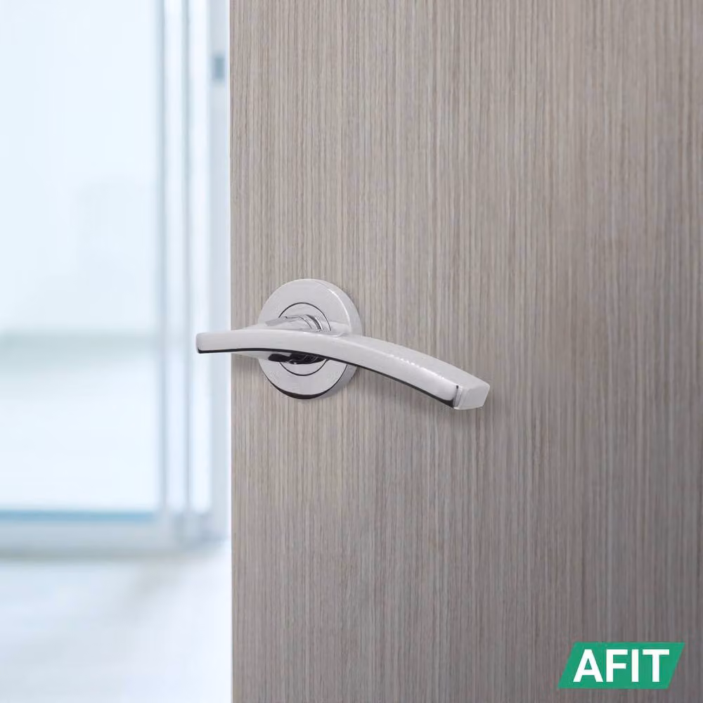 AFIT Polished Chrome Fire Door Handle Internal Lever On Rose, 4 Pack, Silver – 3