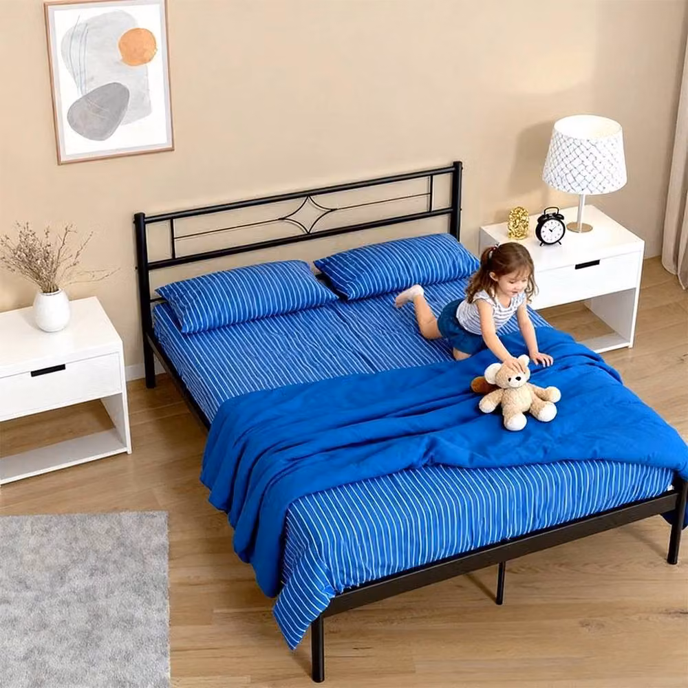 SPETLEK Metal Double Bed in Black, W: 135 cm, L: 190 cm – 2