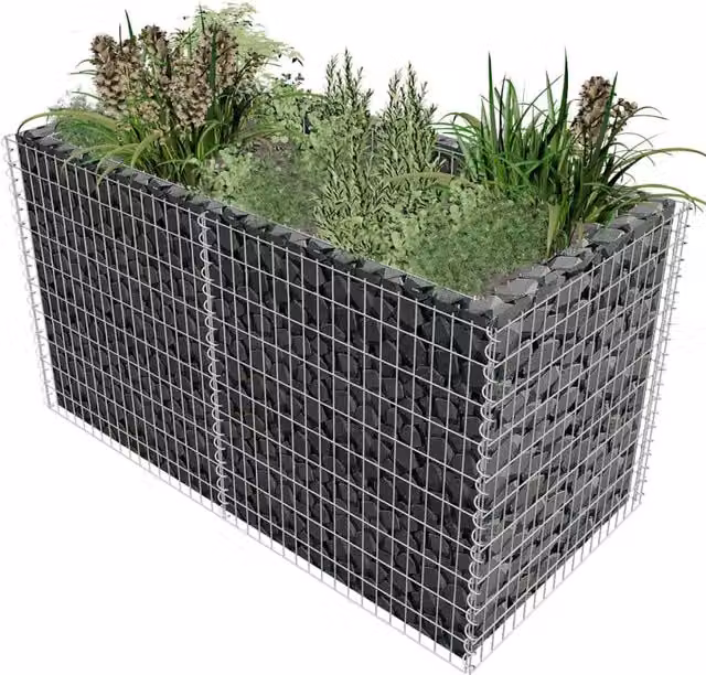 Berkfield Home Silver Galvanised Steel Gabion Raised Bed, W: 180 cm, D: 90 cm, H: 100 cm – 1