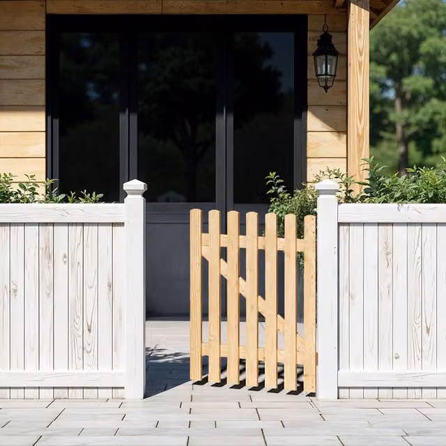 Darphe Wooden Garden Swing Gate in Wood Colour, Width: 90 cm