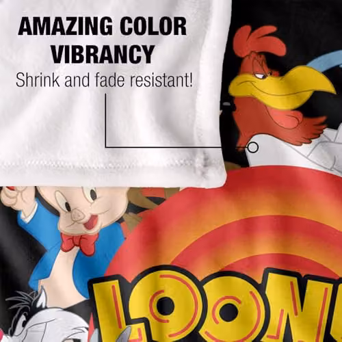 LOGOVISION Looney Tunes Group Circle Logo Super Soft Fleece Throw Blanket, Multicolour, W: 152 cm, D: 127 cm – 2