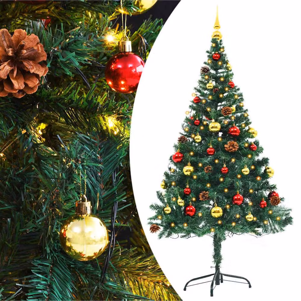 Berkfield Home Artificial Pre-lit Christmas Tree with Baubles, Green, Height: 150 cm – 2