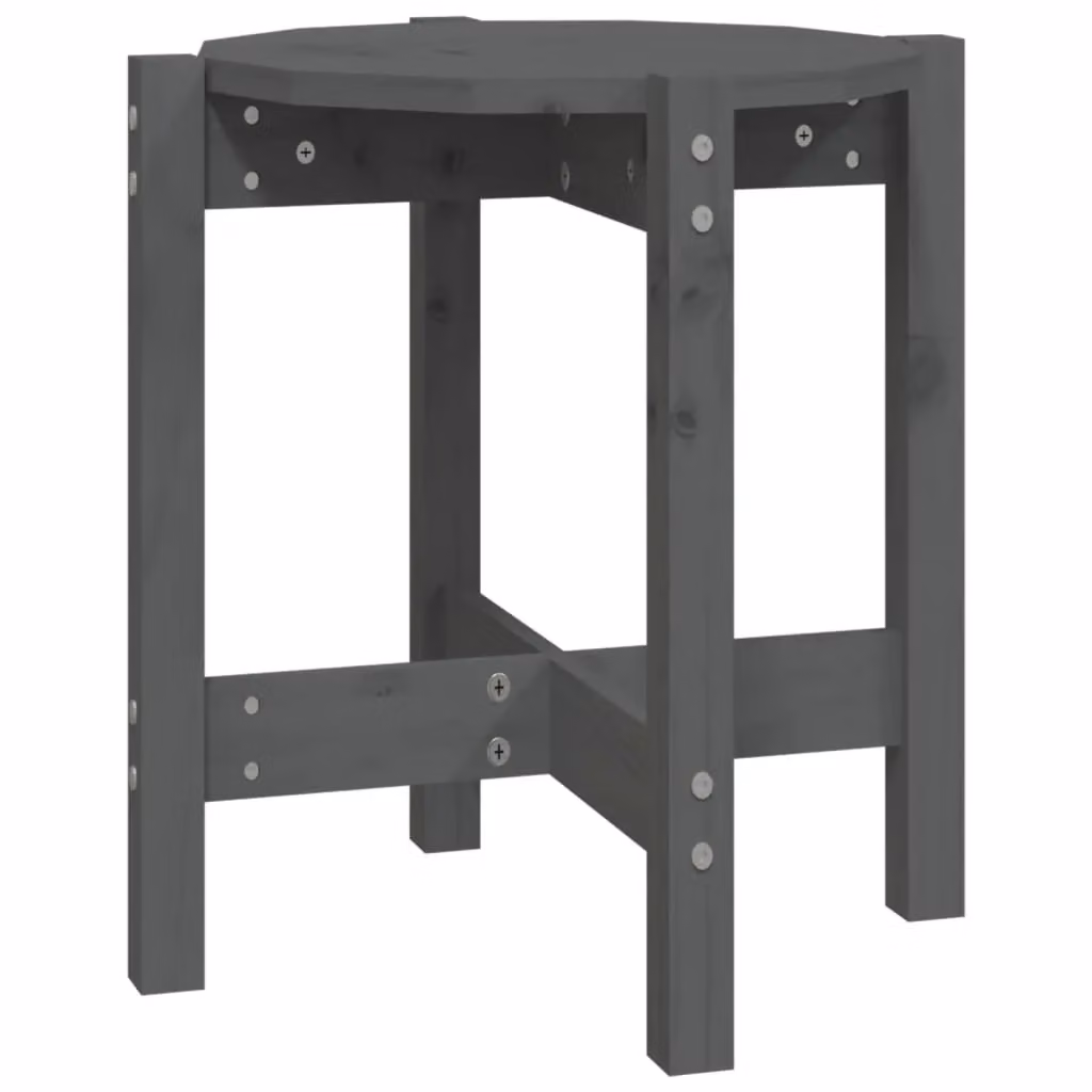 Berkfield Home Grey Rustic Solid Pine Wood Coffee Table, Diameter: 42.5 cm, Height: 45 cm – 2