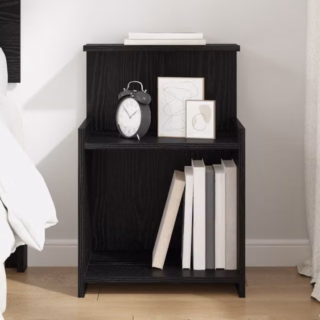 Berkfield Home Black Oak Bedside Cabinet, W/D/H: 40 x 35 x 60 cm
