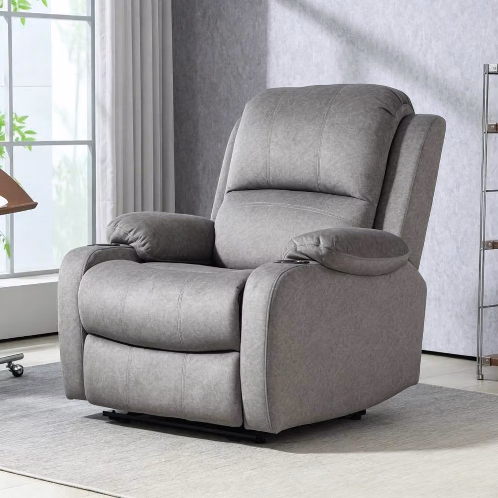 STILVORA Manual Recliner Armchair with Cup Holder in Grey – 3