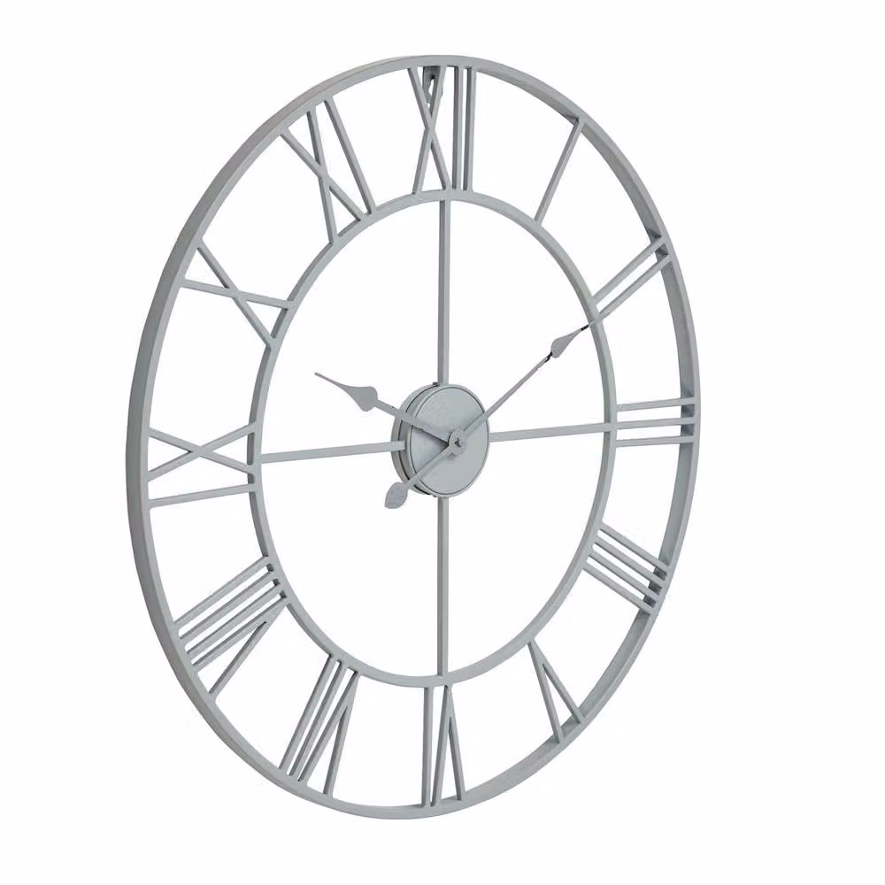 Wyld Haus Grey Metal Round Analog Wall Clock – 2