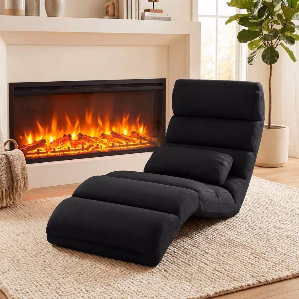 Hinsinc 5-Position Adjustable Folding Lazy Sofa Bed in Black – 4