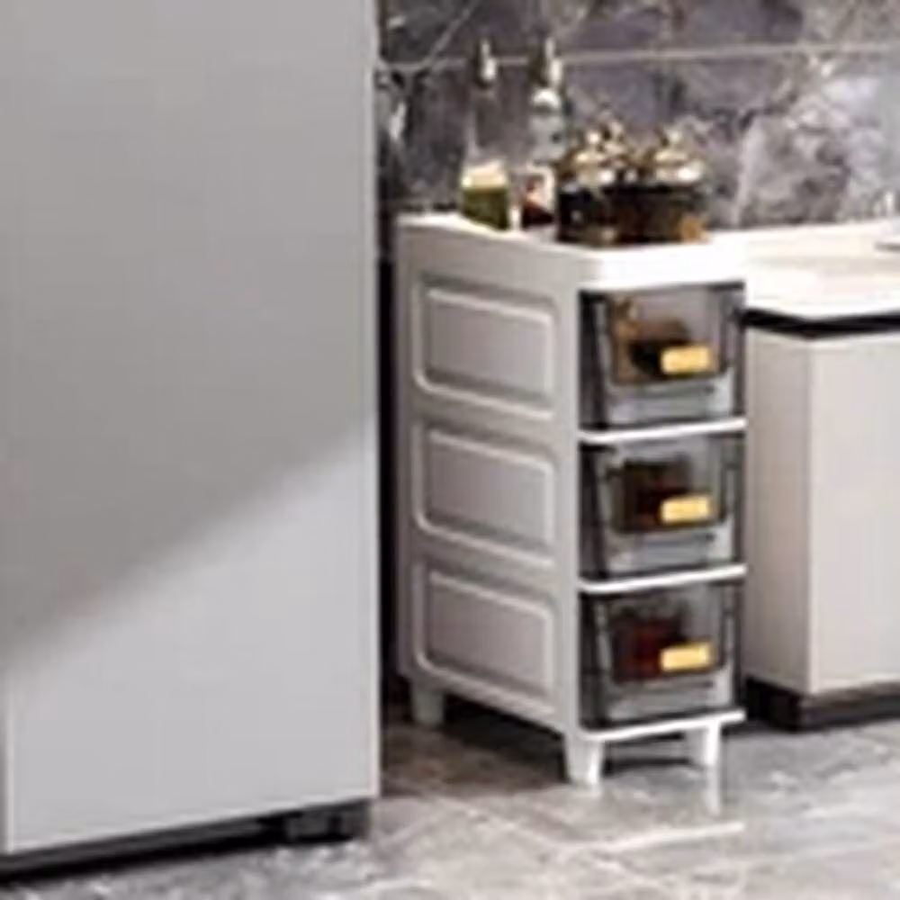 EONLION Slim 3 Drawer Free Standing Bathroom and Kitchen Storage Cabinet in White – 4