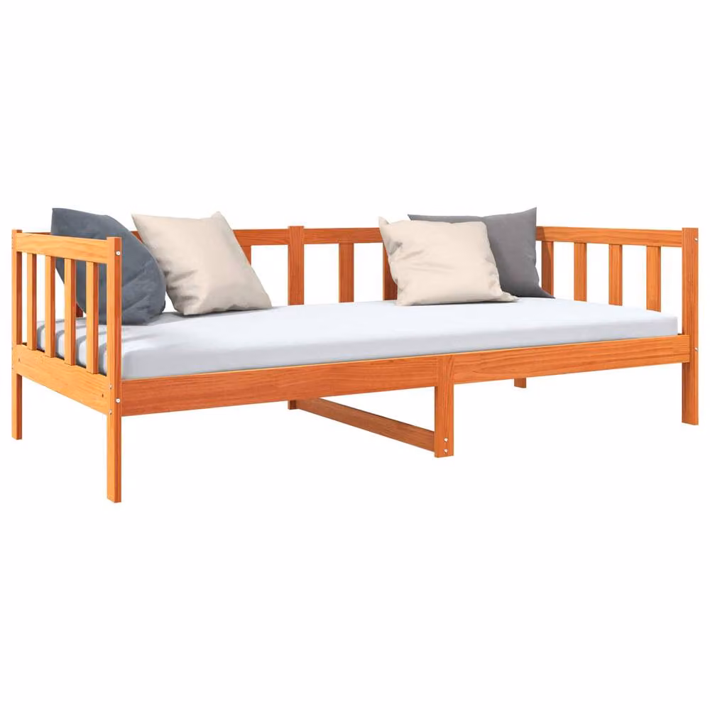 Berkfield Home Solid Pine Wood Bed Frame with Headboard in Wax Brown, W/D/H: 90 x 190 cm – 2
