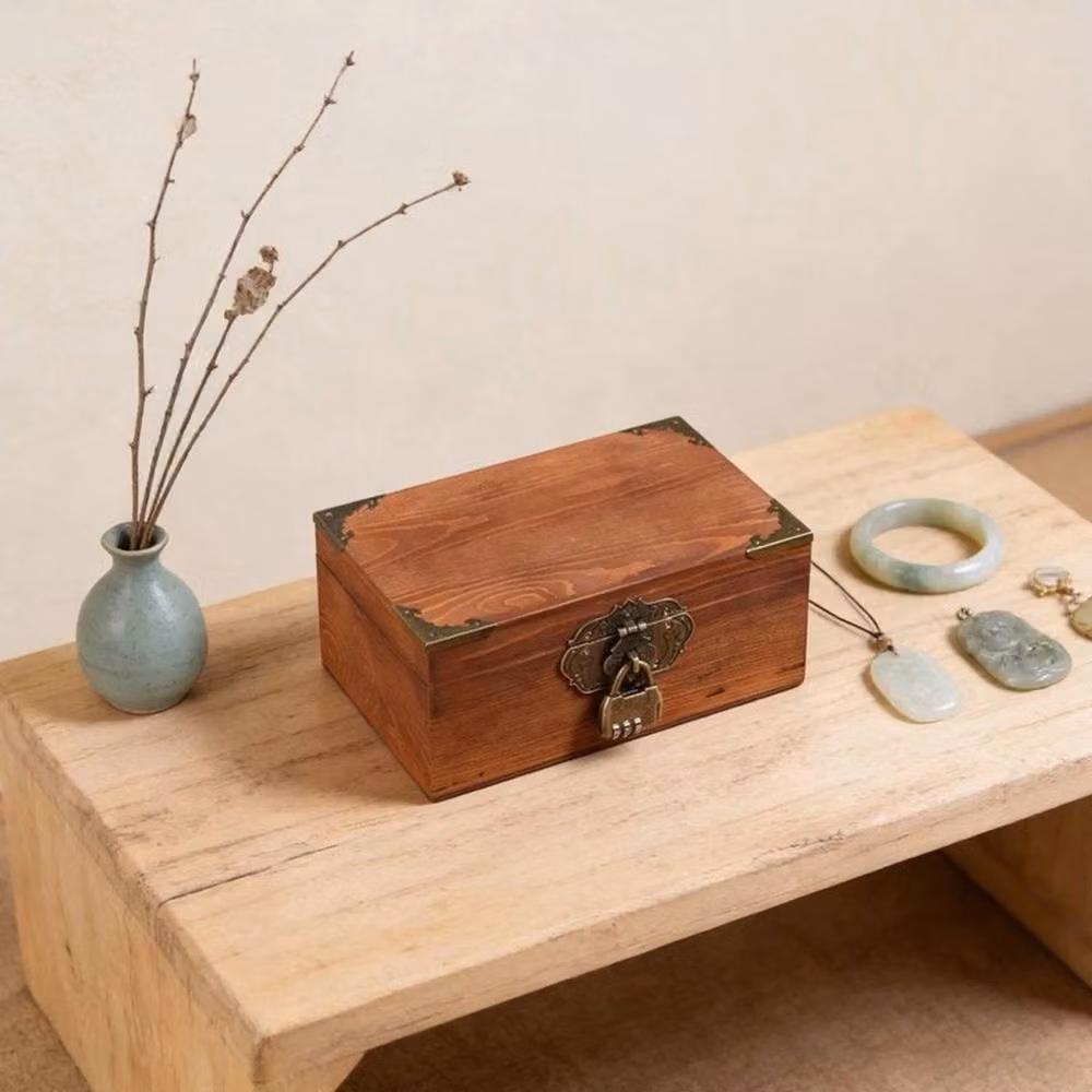PAWNORA Large Solid Wood Memory Storage Box in Brown – 4