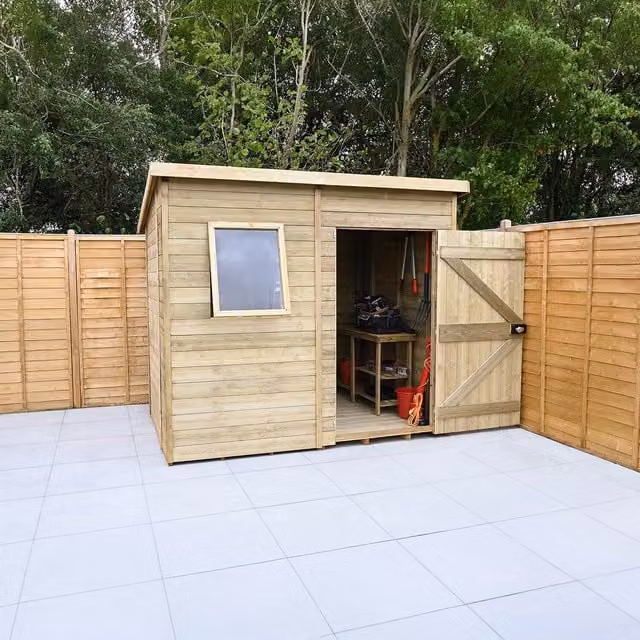 Forest Garden Timberdale T&G Pressure Treated Pent Wood Shed in Brown