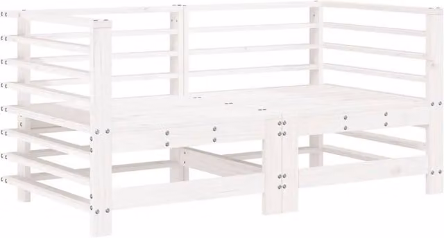 Berkfield Home Garden 2-Piece L-Shape Corner Sofa Set in White Solid Pine Wood