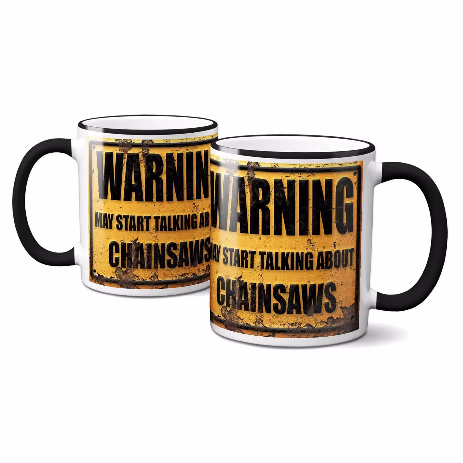 Bad Zebedee Warning May Start Talking About Chainsaws Ceramic Mug in Black, 300ml – 4