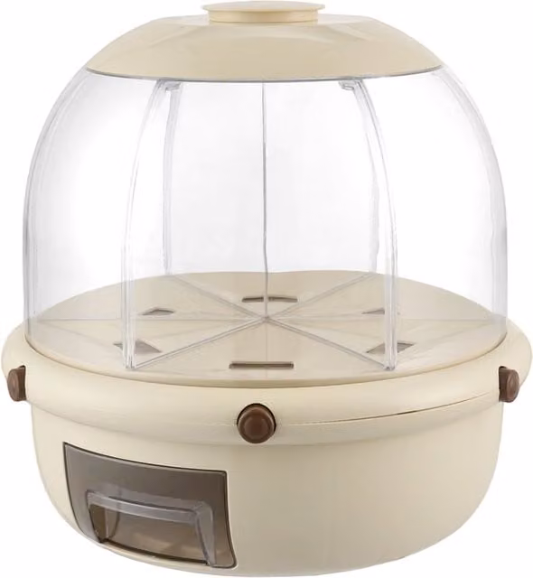 Lifeideas 360 Degree Rotating Grain Storage Dispenser in White and Transparent Plastic