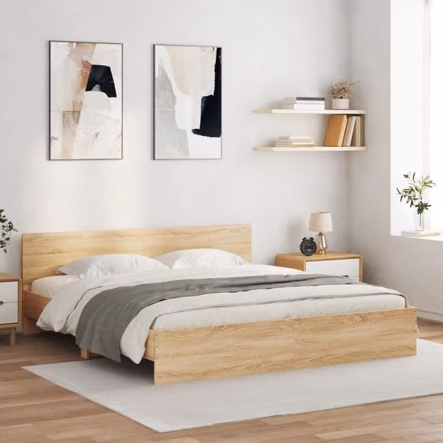 Berkfield Home Sonoma Oak Bed Frame in Brown, W/D/H: 180 x 200 cm – 1