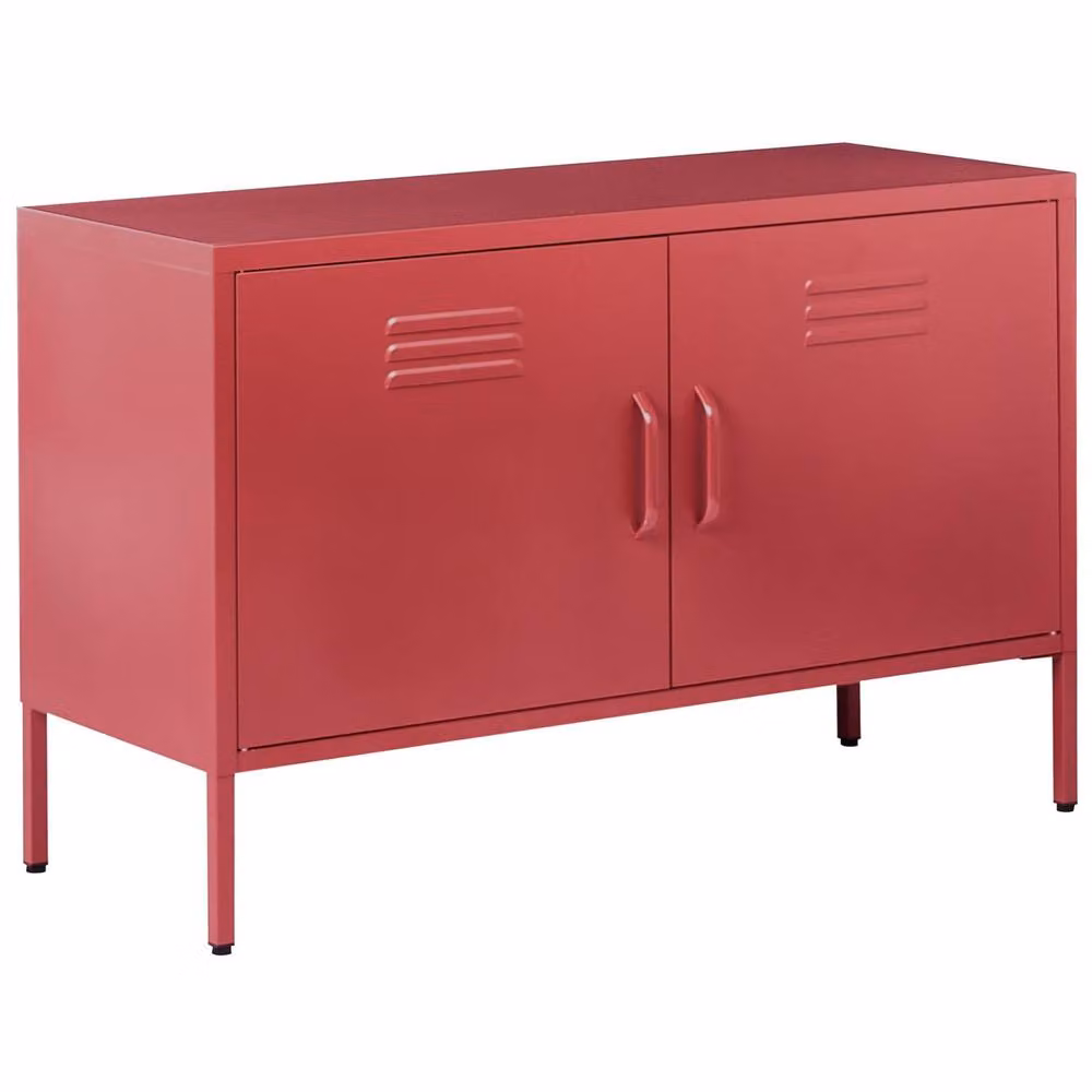 Wyld and Coco Red Industrial Metal 2-Door Sideboard – 2