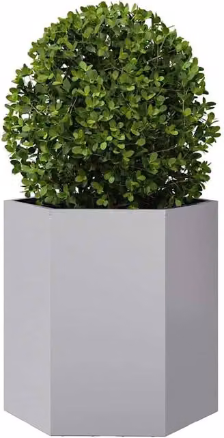 Berkfield Home Hexagon Garden Planter in Silver Galvanised Steel, W: 46 cm, D: 40 cm, H: 45 cm