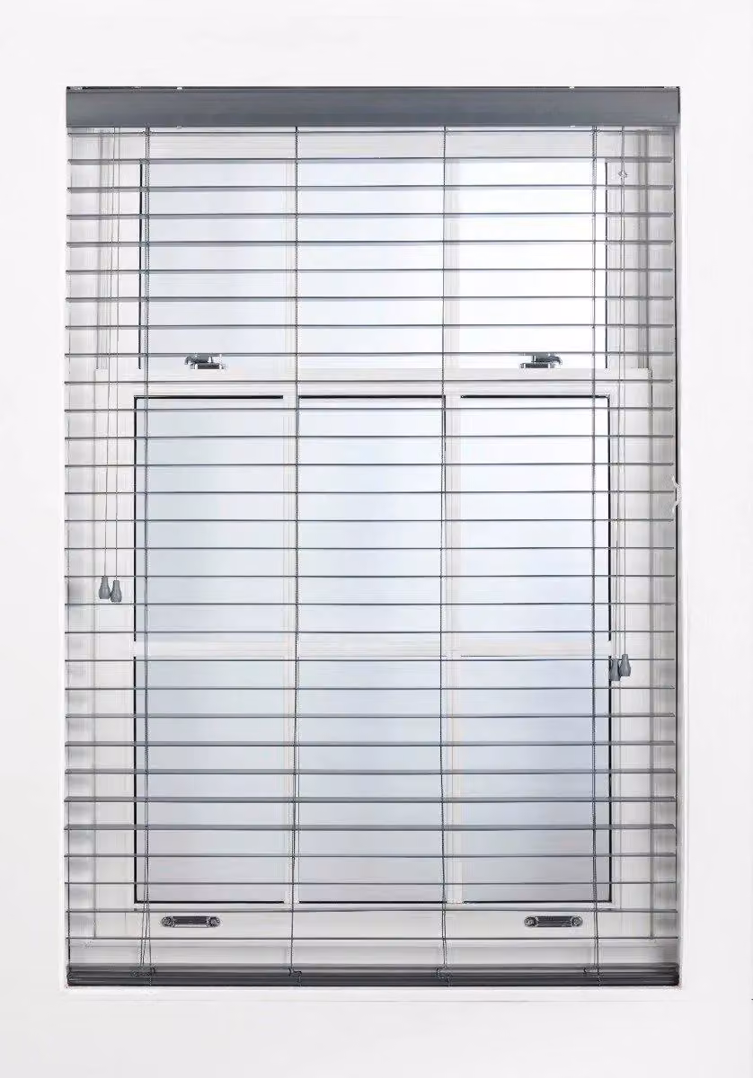 Furnished Dark Grey Faux Wood Venetian Blind with 50mm Slats, Width: 155 cm, Drop: 210 cm – 3