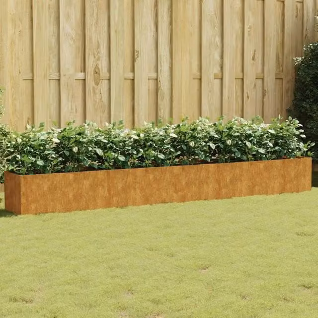 Berkfield Home Garden Corten Steel Raised Bed in Brown, W/D/H: 360 x 40 x 40 cm