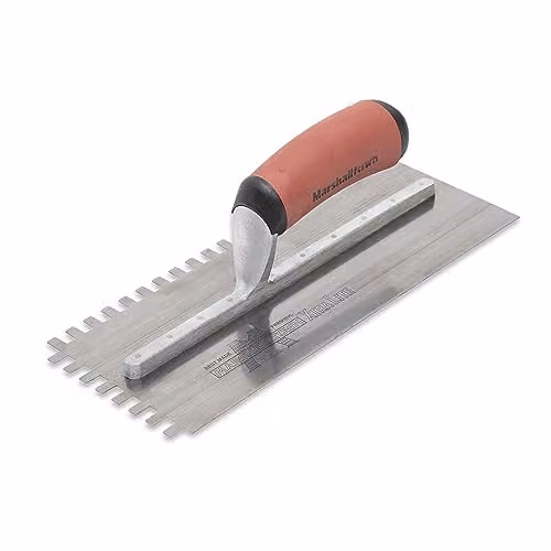 Marshalltown 6mm Stainless Steel Square Notched Trowel with Red DuraSoft Handle