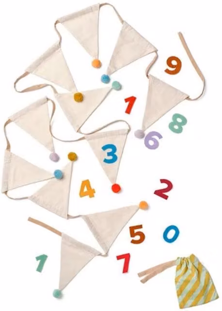 Kids Concept Multicolour Birthday Party Garland with Pennants, Pompoms and Letters