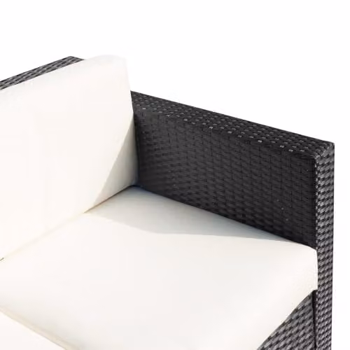 Outsunny 3 Seater Rattan Garden Sofa with Upholstered Cushions in Black and White – 8