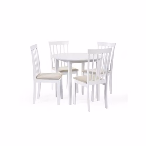 Julian Bowen Orwell White and Beige Round Wood Dining Set with 4 Chairs, W/D/H: 90 x 90 x 94 cm – 2